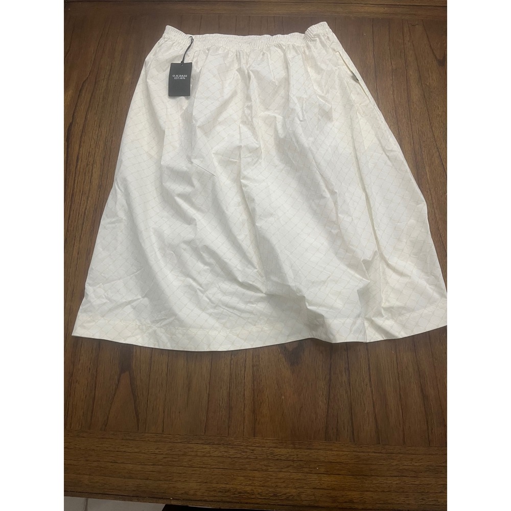 G.H. Bass Ivory Lattice Rope Print Midi Skirt NWT Elastic Waist Pockets L